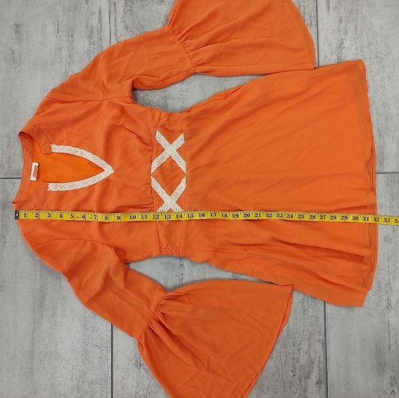 Love Riche Girls Orange Bell Sleeve Peasant Midi Dress Size Juniors Small - Picture 5 of 9